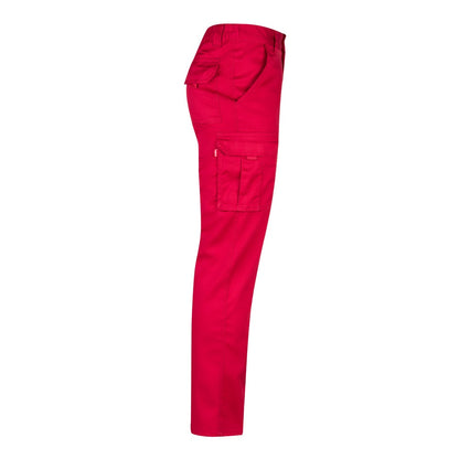 VL LUGH promotional workwear garment in red (detail view) with custom logo branding