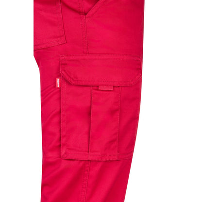 VL LUGH promotional workwear garment in red (detail view) with custom logo branding