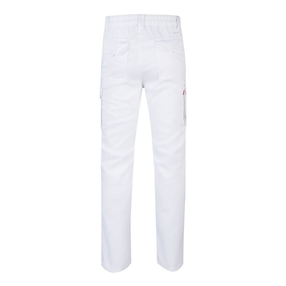 VL LUGH promotional workwear garment in white (detail view) with custom logo branding
