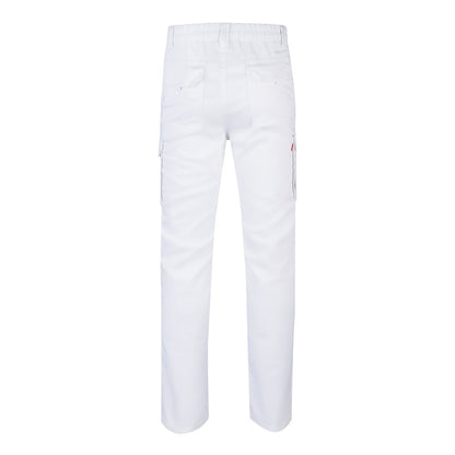 VL LUGH promotional workwear garment in white (detail view) with custom logo branding