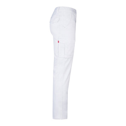 VL LUGH promotional workwear garment in white (detail view) with custom logo branding
