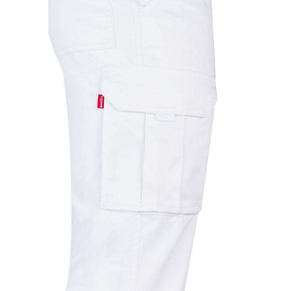 VL LUGH promotional workwear garment in white (detail view) with custom logo branding