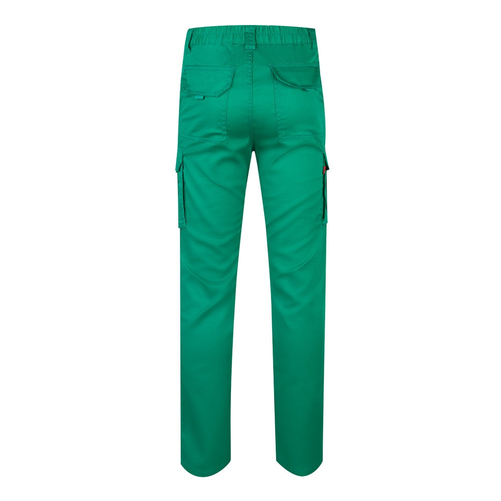 VL LUGH promotional workwear garment in green (detail view) with custom logo branding