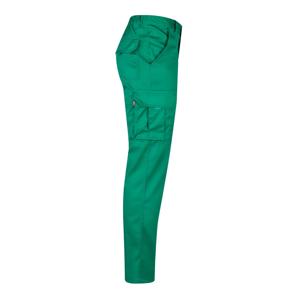 VL LUGH promotional workwear garment in green (detail view) with custom logo branding