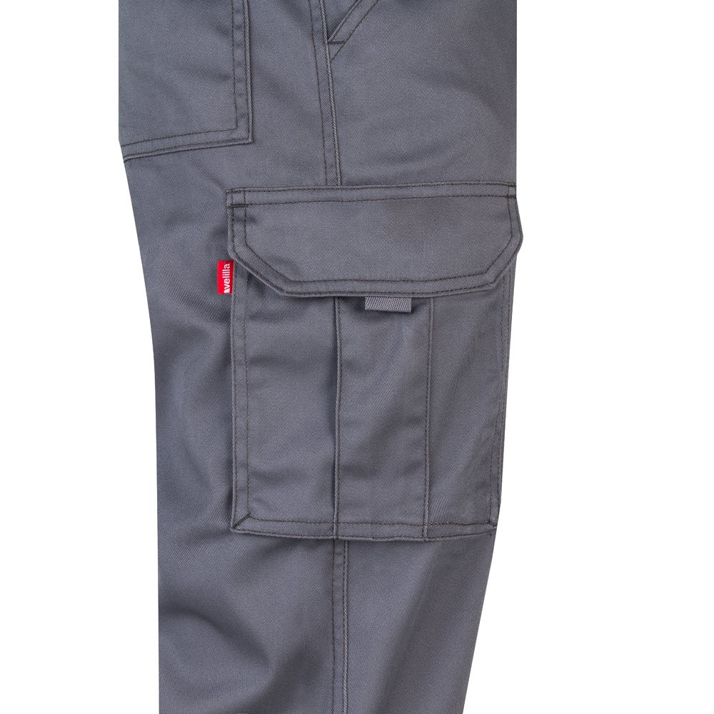 VL LUGH promotional workwear garment in grey (detail view) with custom logo branding