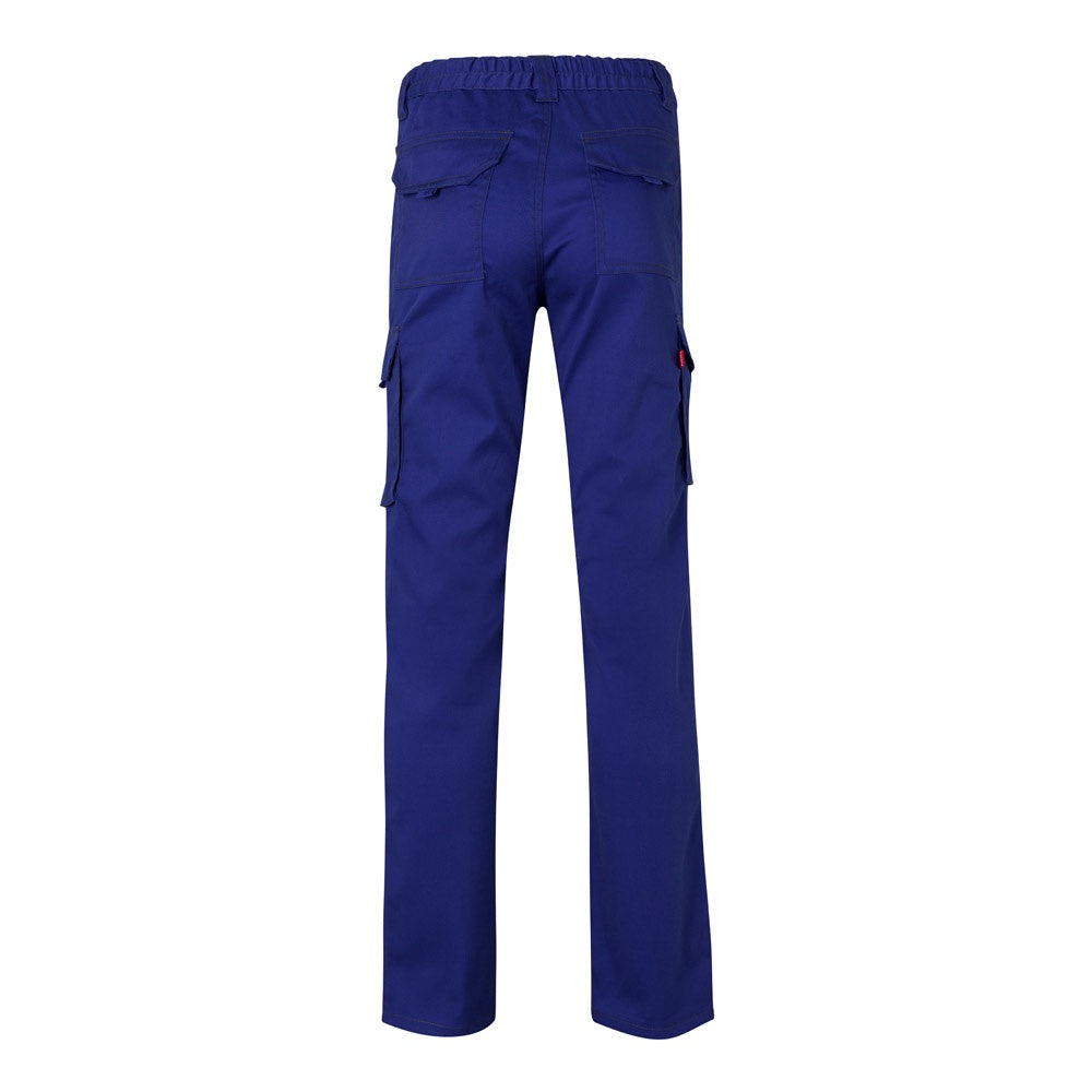 VL LUGH promotional workwear garment in royal blue (detail view) with custom logo branding