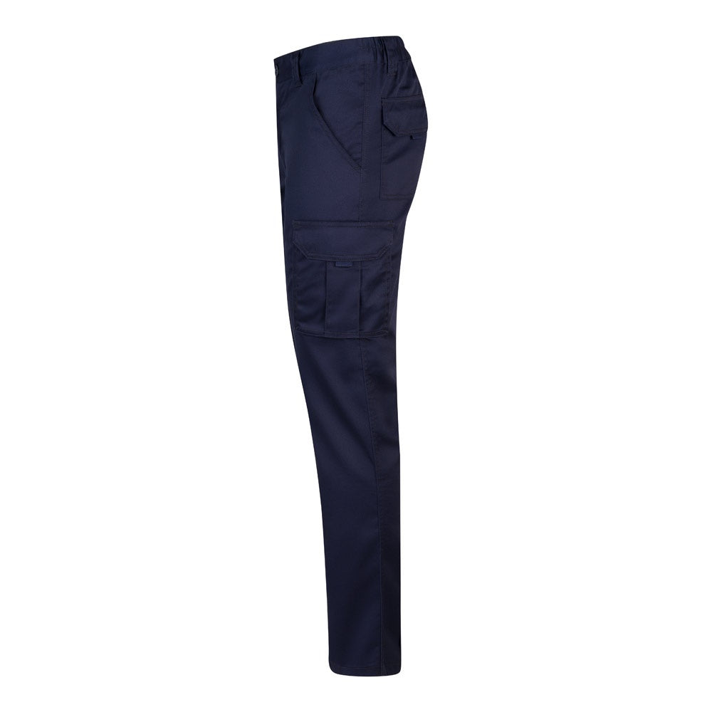 VL LUGH promotional workwear garment in navy blue (detail view) with custom logo branding