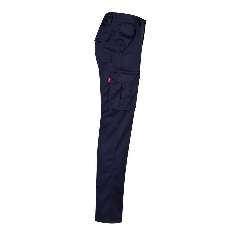 VL LUGH promotional workwear garment in navy blue (detail view) with custom logo branding