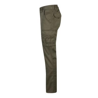VL LUGH promotional workwear garment in army green (detail view) with custom logo branding