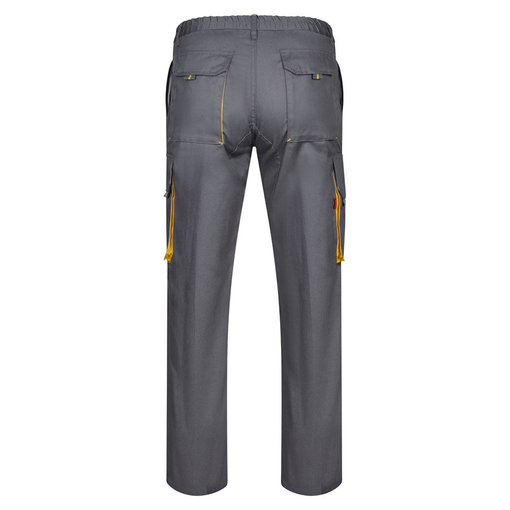 VL HYPNOS promotional workwear garment in grey / yellow (detail view) with custom logo branding