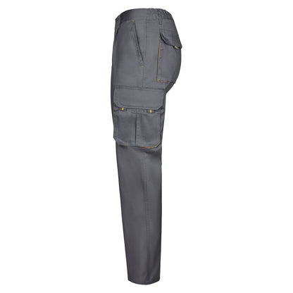 VL HYPNOS promotional workwear garment in grey / yellow (detail view) with custom logo branding