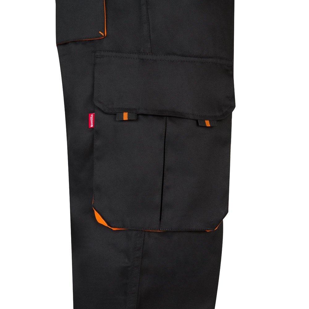 VL HYPNOS promotional workwear garment in black / orange (detail view) with custom logo branding