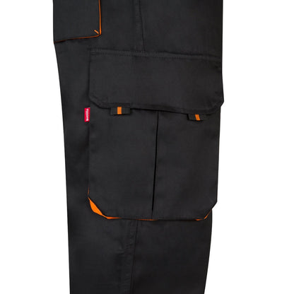 VL HYPNOS promotional workwear garment in black / orange (detail view) with custom logo branding