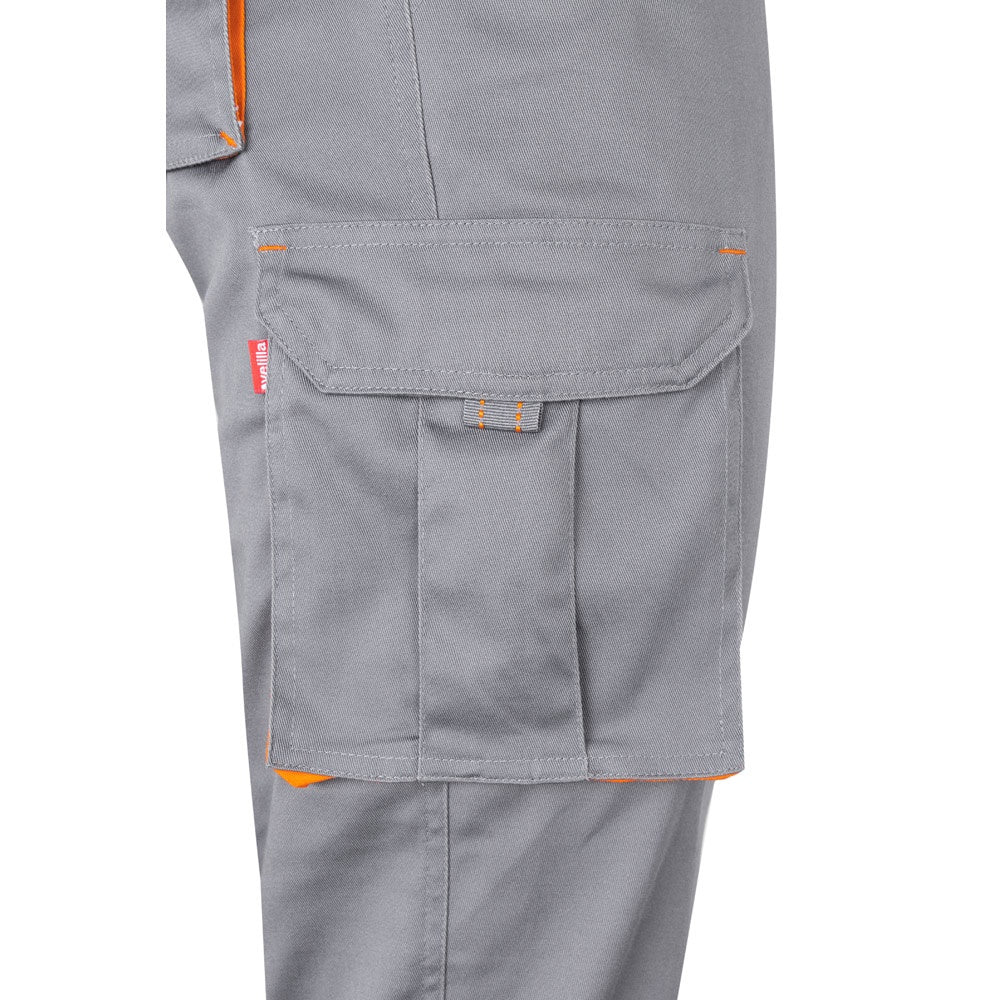VL HYPNOS promotional workwear garment in grey / orange (detail view) with custom logo branding