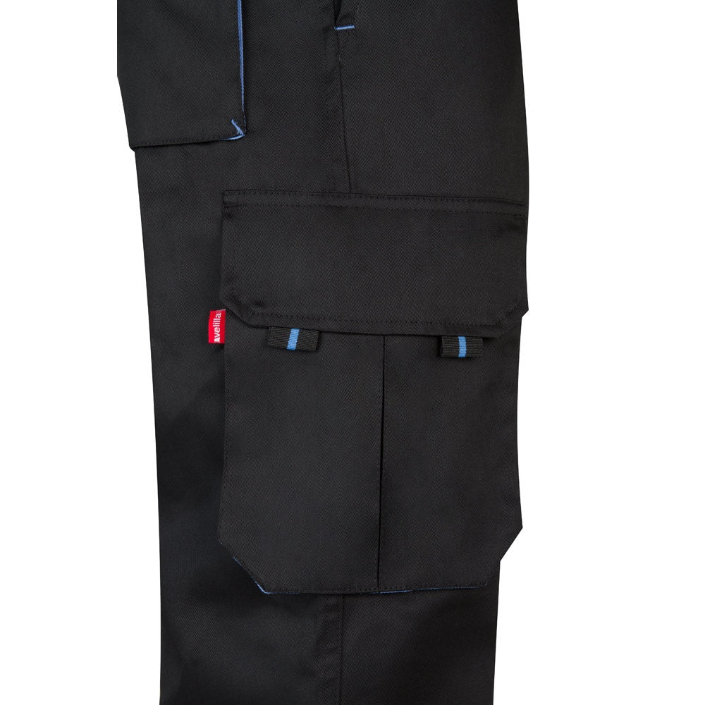 VL HYPNOS promotional workwear garment in black / light blue (detail view) with custom logo branding