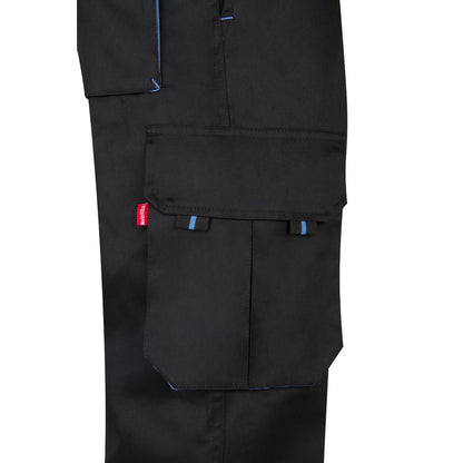 VL HYPNOS promotional workwear garment in black / light blue (detail view) with custom logo branding