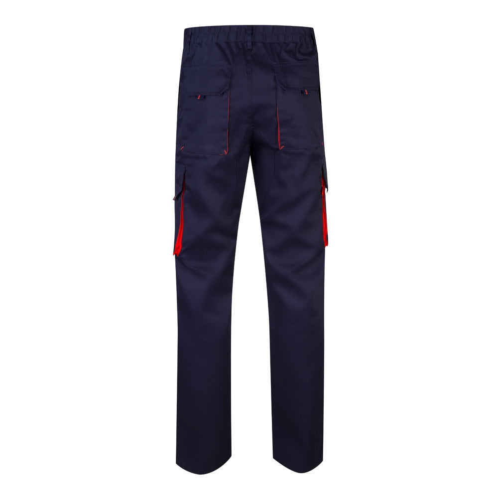 VL HYPNOS promotional workwear garment in navy blue / red (detail view) with custom logo branding