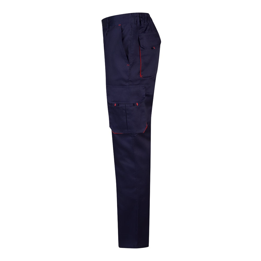 VL HYPNOS promotional workwear garment in navy blue / red (detail view) with custom logo branding