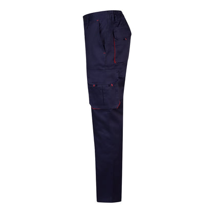 VL HYPNOS promotional workwear garment in navy blue / red (detail view) with custom logo branding