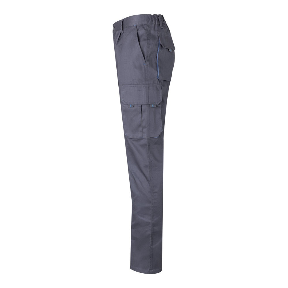 VL HYPNOS promotional workwear garment in grey / light blue (detail view) with custom logo branding