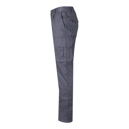 VL HYPNOS promotional workwear garment in grey / light blue (detail view) with custom logo branding