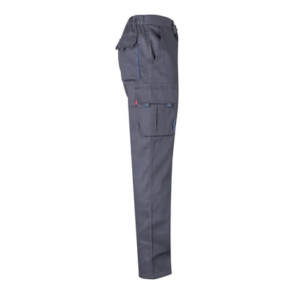 VL HYPNOS promotional workwear garment in grey / light blue (detail view) with custom logo branding