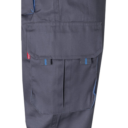 VL HYPNOS promotional workwear garment in grey / light blue (detail view) with custom logo branding