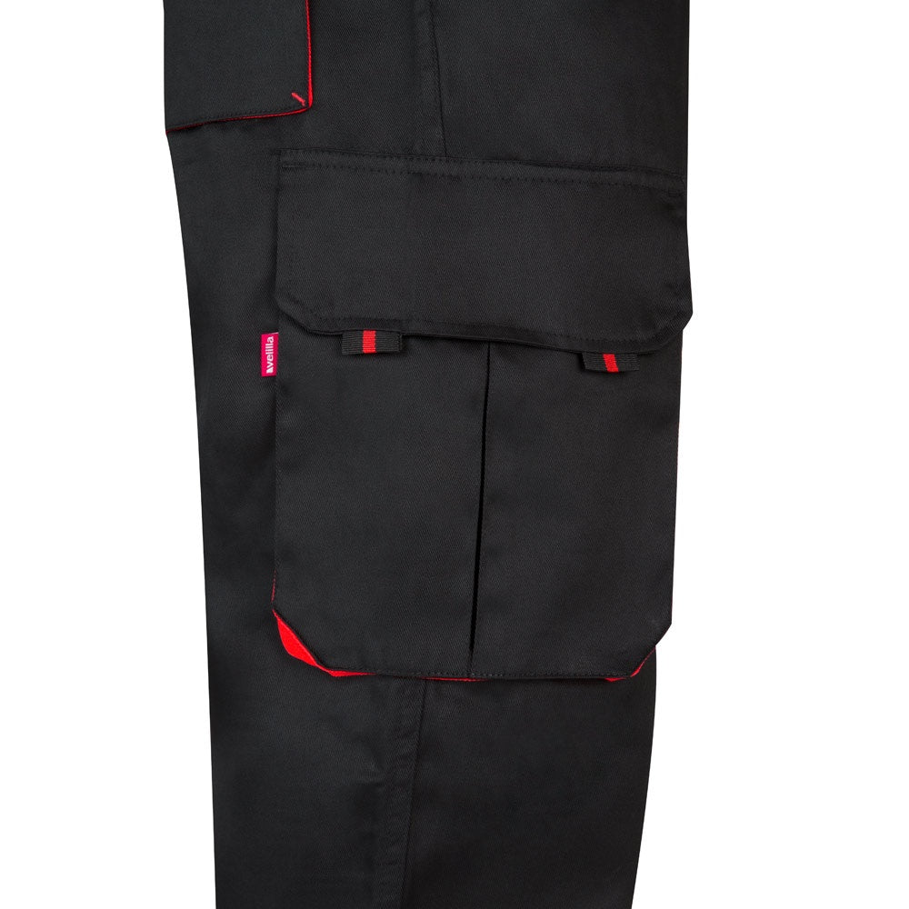 VL HYPNOS promotional workwear garment in black / red (detail view) with custom logo branding