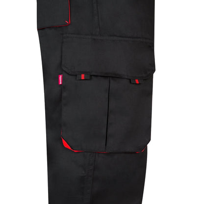 VL HYPNOS promotional workwear garment in black / red (detail view) with custom logo branding