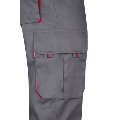 VL HYPNOS promotional workwear garment in grey / red (detail view) with custom logo branding