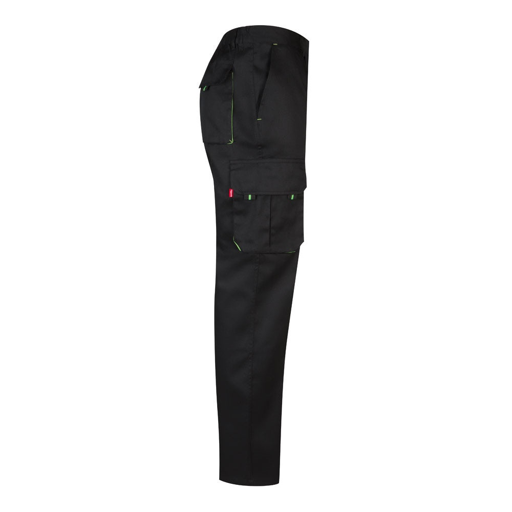VL HYPNOS promotional workwear garment in black / green (detail view) with custom logo branding
