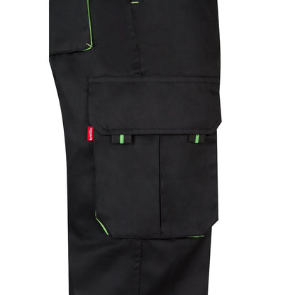 VL HYPNOS promotional workwear garment in black / green (detail view) with custom logo branding