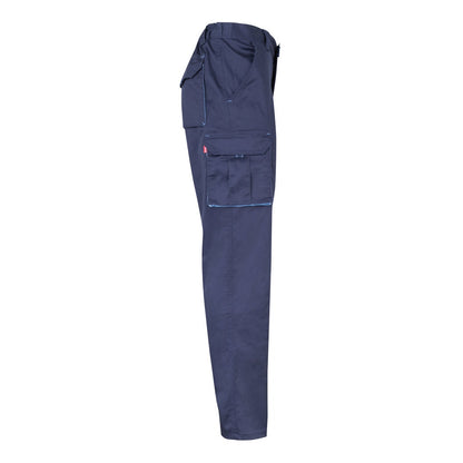 VL HYPNOS promotional workwear garment in navy blue / light blue (detail view) with custom logo branding