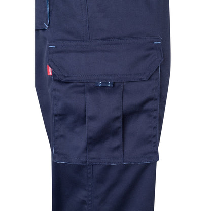 VL HYPNOS promotional workwear garment in navy blue / light blue (detail view) with custom logo branding