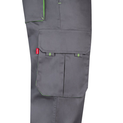 VL HYPNOS promotional workwear garment in grey / green (detail view) with custom logo branding