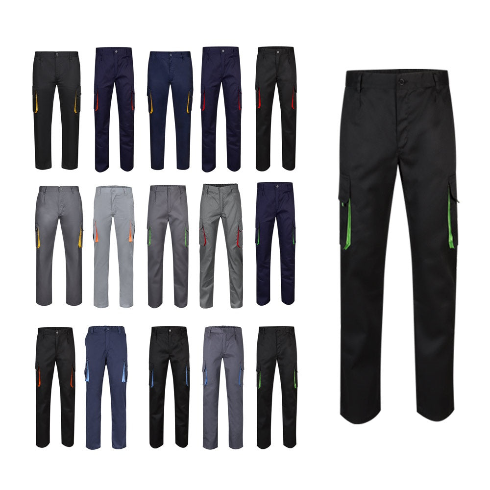 VL HYPNOS promotional workwear garment in black / light blue (complete set view) with custom logo branding