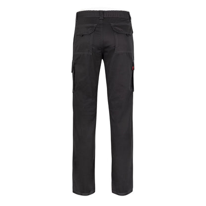 VL PAN promotional workwear garment in black (detail view) with custom logo branding