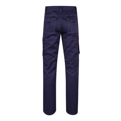 VL PAN promotional workwear garment in blue (detail view) with custom logo branding