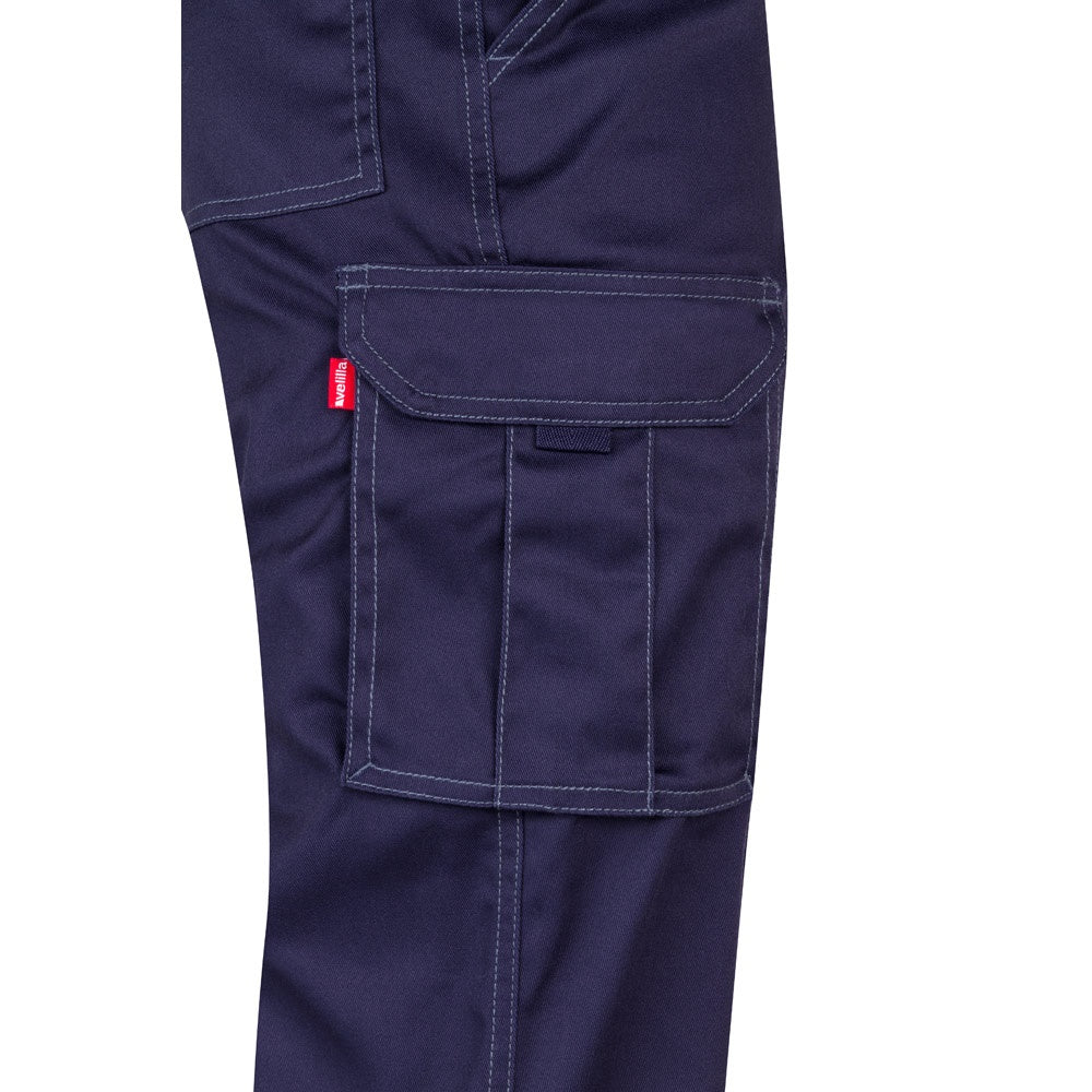 VL PAN promotional workwear garment in blue (detail view) with custom logo branding