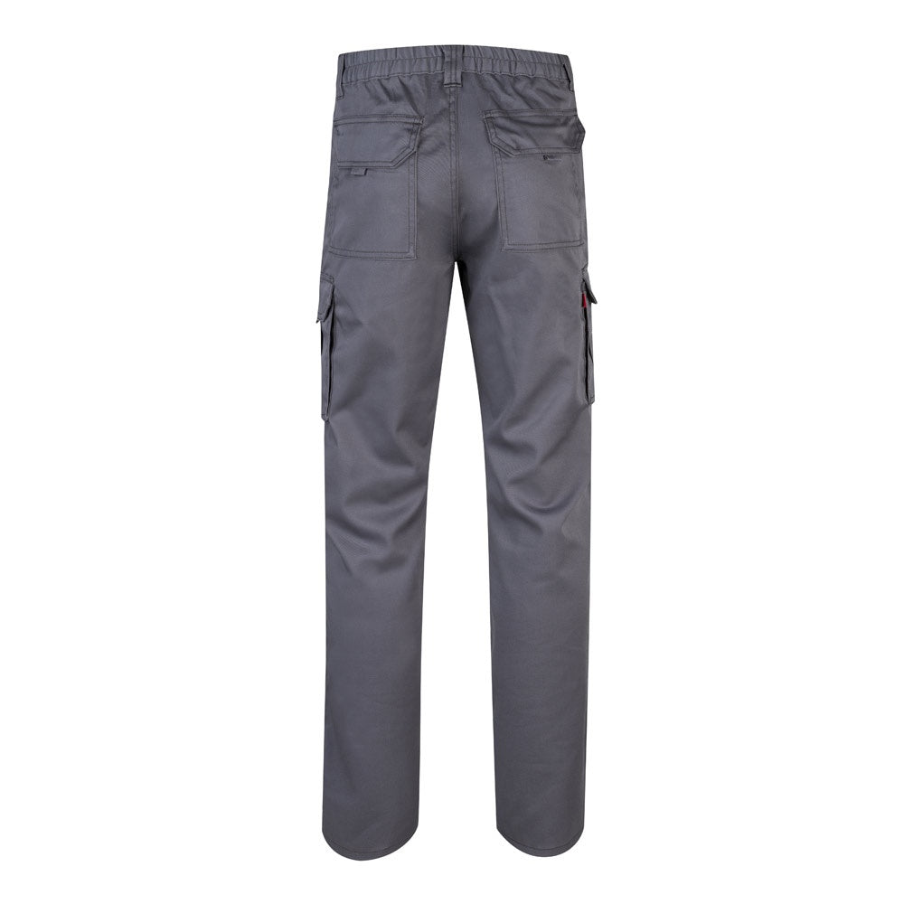 VL PAN promotional workwear garment in grey (detail view) with custom logo branding