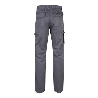 VL PAN promotional workwear garment in grey (detail view) with custom logo branding