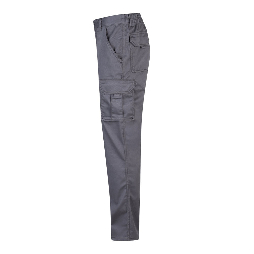 VL PAN promotional workwear garment in grey (detail view) with custom logo branding