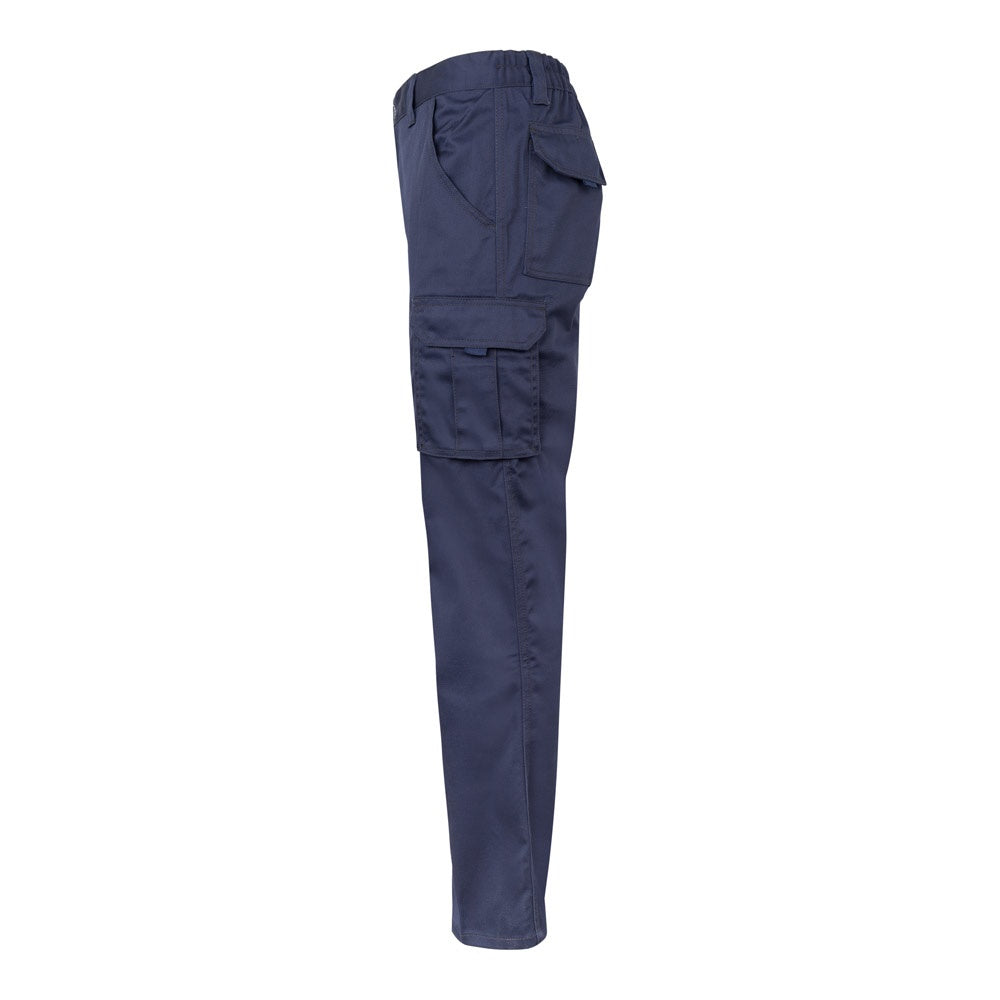 VL PAN promotional workwear garment in navy blue (detail view) with custom logo branding