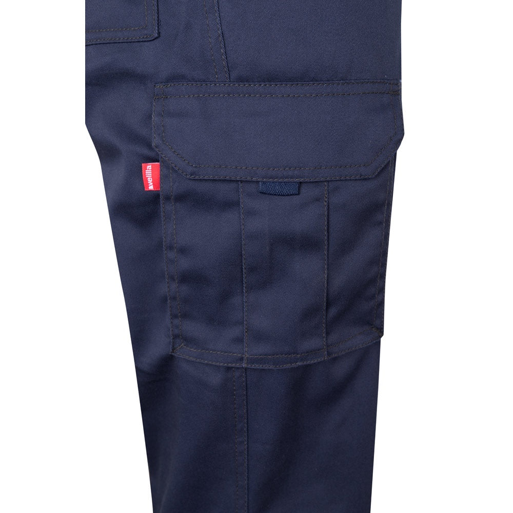 VL PAN promotional workwear garment in navy blue (detail view) with custom logo branding