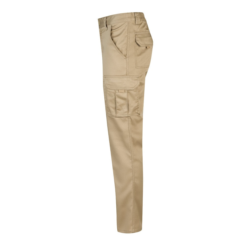 VL PAN promotional workwear garment in light natural (detail view) with custom logo branding