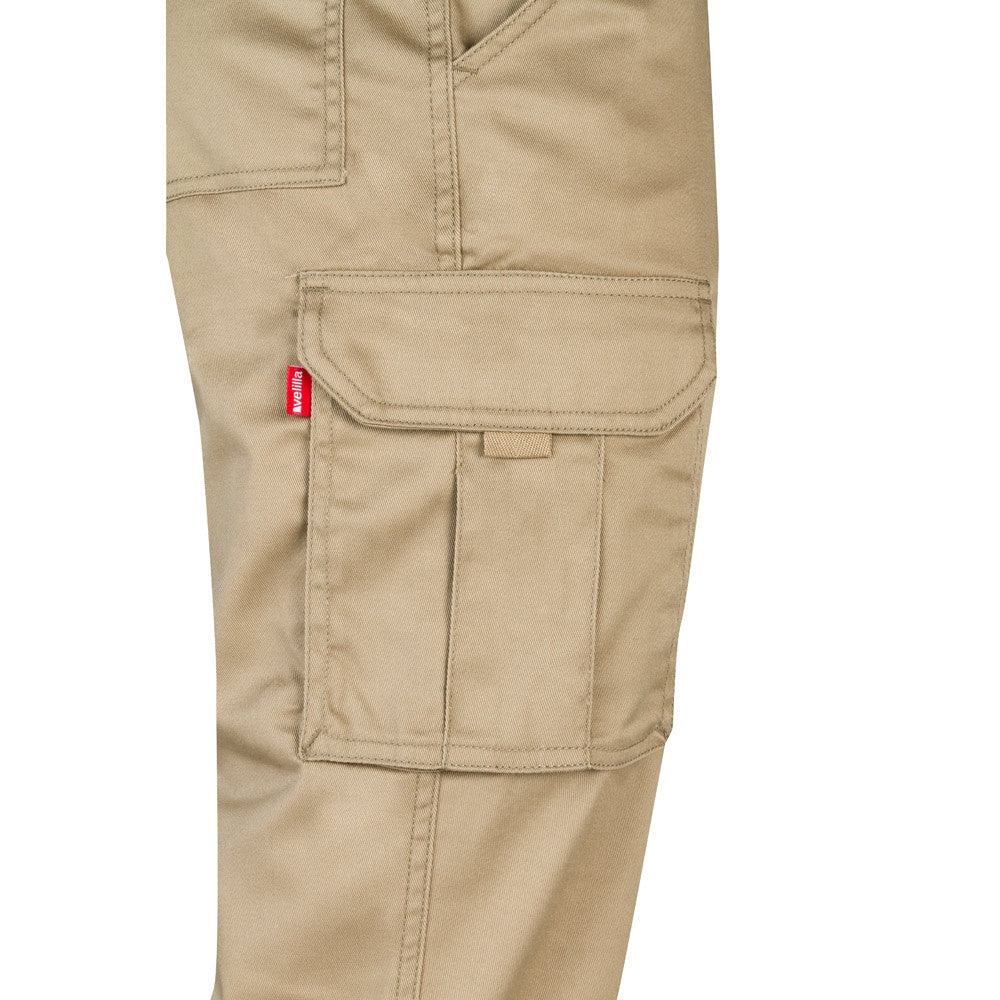 VL PAN promotional workwear garment in light natural (detail view) with custom logo branding