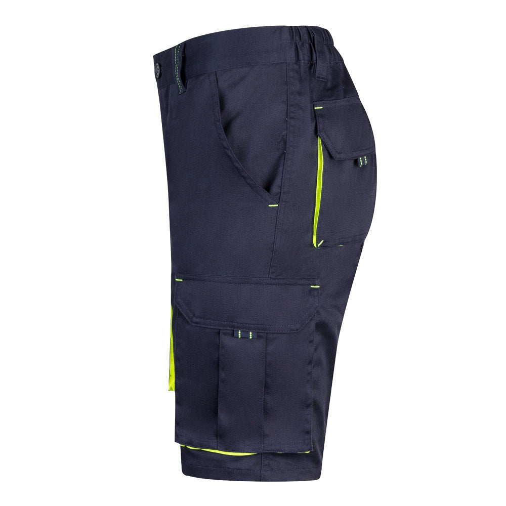 VL HEMERA promotional sports garment in navy blue/yellow (detail view) with custom logo branding