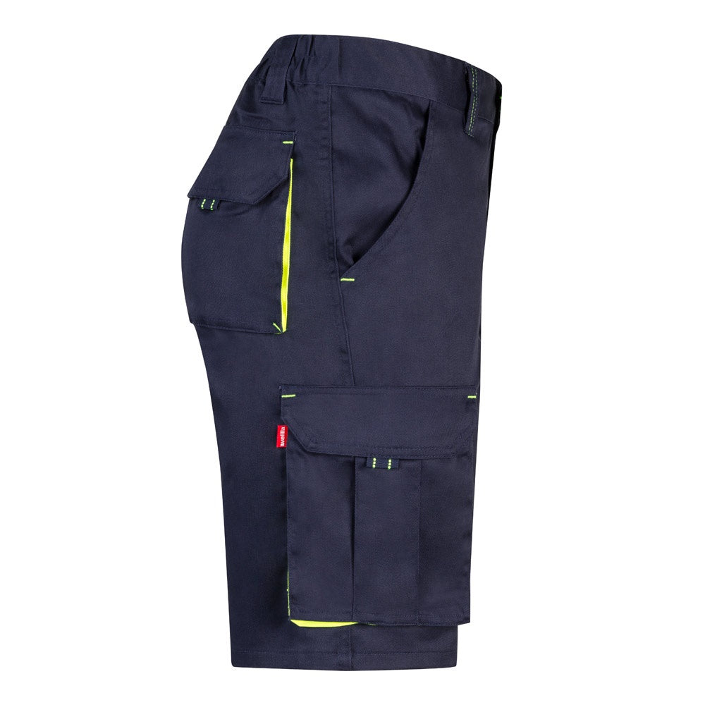 VL HEMERA promotional sports garment in navy blue/yellow (detail view) with custom logo branding