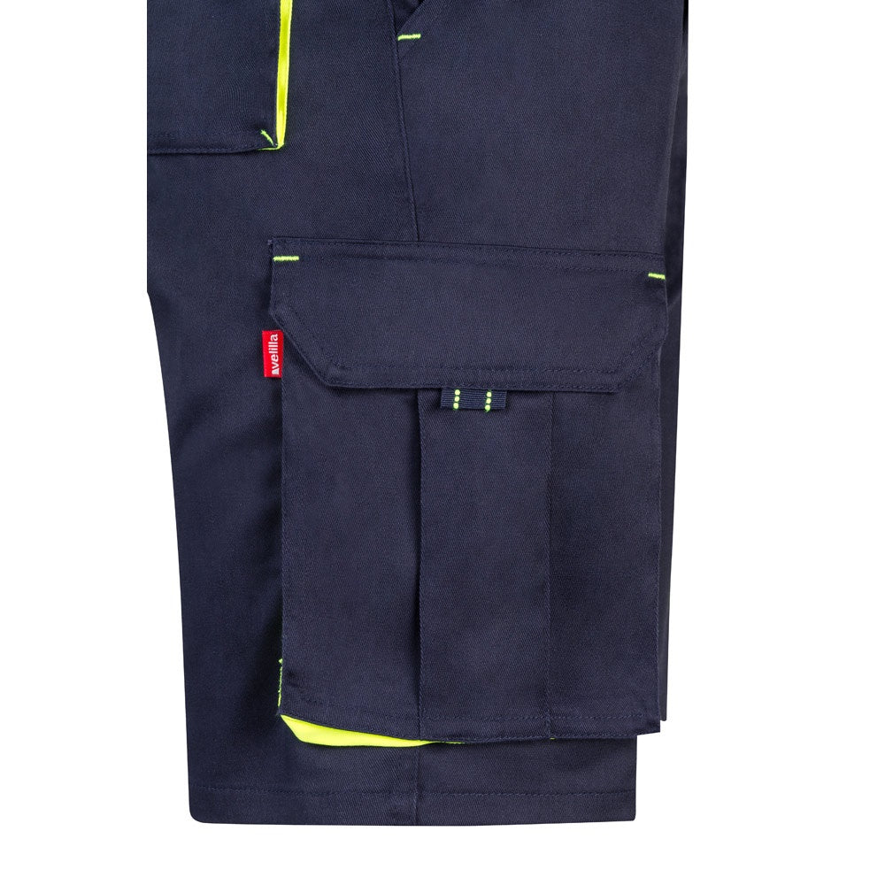 VL HEMERA promotional sports garment in navy blue/yellow (detail view) with custom logo branding