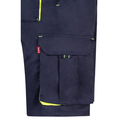 VL HEMERA promotional sports garment in navy blue/yellow (detail view) with custom logo branding